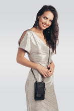 Load image into Gallery viewer, Lucy Pebble Leather Crossbody Bandolier - Black/Pewter
