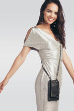 Load image into Gallery viewer, Lucy Pebble Leather Crossbody Bandolier - Black/Pewter

