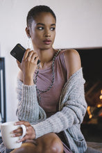 Load image into Gallery viewer, Lucy Pebble Leather Crossbody Bandolier - Black/Silver
