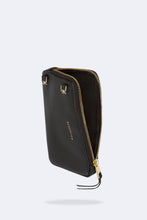 Load image into Gallery viewer, Pebble Leather Expanded Zip Pouch - Black/Gold
