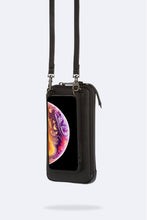 Load image into Gallery viewer, Pebble Leather Expanded Zip Pouch - Black/Silver
