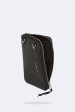 Load image into Gallery viewer, Pebble Leather Expanded Zip Pouch - Black/Silver
