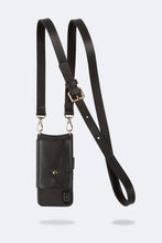 Load image into Gallery viewer, Hailey Folio Pebble Leather Crossbody Bandolier - Black/Gold
