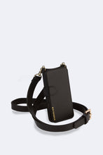 Load image into Gallery viewer, Hailey Folio Pebble Leather Crossbody Bandolier - Black/Gold
