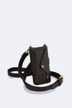 Load image into Gallery viewer, Hailey Folio Pebble Leather Crossbody Bandolier - Black/Gold
