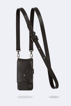 Load image into Gallery viewer, Hailey Folio Pebble Leather Crossbody Bandolier - Black/Pewter
