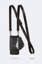 Load image into Gallery viewer, Hailey Folio Pebble Leather Crossbody Bandolier - Black/Pewter
