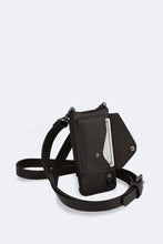 Load image into Gallery viewer, Hailey Folio Pebble Leather Crossbody Bandolier - Black/Pewter
