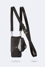 Load image into Gallery viewer, Hailey Folio Pebble Leather Crossbody Bandolier - Black/Silver
