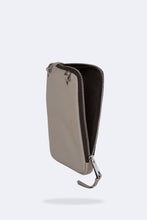Load image into Gallery viewer, Pebble Leather Expanded Zip Pouch - Greige/Silver
