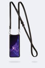 Load image into Gallery viewer, Gemma Samsung 9 Series Side Slot Pebble Leather Crossbody Bandolier - Black/Silver
