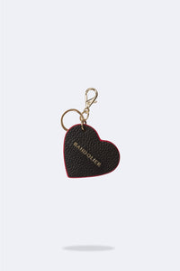 Bandolier Pebble Leather Heart Keychain - Black/Red/Gold