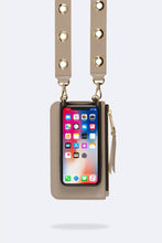 Load image into Gallery viewer, Classic Smooth Leather Zip Pouch - Taupe/Gold
