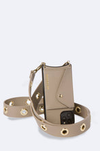 Load image into Gallery viewer, Nina Smooth Leather Crossbody Bandolier - Taupe/Gold

