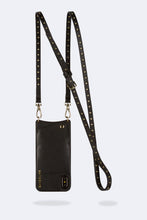 Load image into Gallery viewer, Nicole Pebble Leather Crossbody Bandolier - Black/Gold
