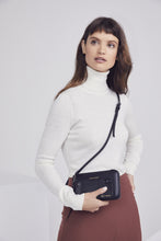 Load image into Gallery viewer, Vegan Leather Expanded Zip Pouch - Black/Pewter
