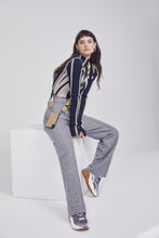 Load image into Gallery viewer, Bella Crossbody Smooth Leather Bandolier - Navy/Yellow/Silver
