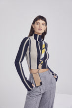 Load image into Gallery viewer, Bella Crossbody Smooth Leather Bandolier - Navy/Yellow/Silver
