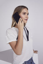 Load image into Gallery viewer, Emma Pebble Leather Crossbody Bandolier - Black/Pewter
