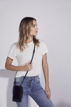 Load image into Gallery viewer, Classic Pebble Leather Zip Pouch - Black/Pewter
