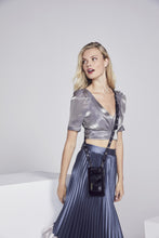 Load image into Gallery viewer, Roxanne Velvet Zip Pouch - Black Velvet/Pewter
