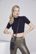 Load image into Gallery viewer, Medium Pebble Leather Expanded Zip Pouch - Black/Silver
