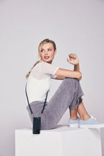 Load image into Gallery viewer, Casey Pebble Leather Crossbody Bandolier - Navy/Silver
