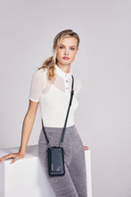 Load image into Gallery viewer, Pebble Leather Expanded Zip Pouch - Navy/Silver
