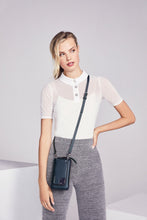 Load image into Gallery viewer, Pebble Leather Expanded Zip Pouch - Navy/Silver
