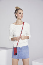 Load image into Gallery viewer, Casey Pebble Leather Crossbody Bandolier - Red/Silver
