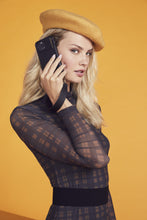Load image into Gallery viewer, Angie Pebble Leather Bandolet Strap - Black/Gold
