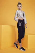 Load image into Gallery viewer, Hailey Folio Pebble Leather Crossbody Bandolier - Black/Gold
