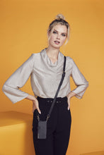 Load image into Gallery viewer, Hailey Folio Pebble Leather Crossbody Bandolier - Black/Gold
