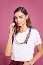 Load image into Gallery viewer, Reese Leopard Strap - Blue and Red/Gold
