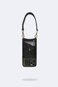 Angie Pebble Leather Bandolet Strap - Black/Gold
