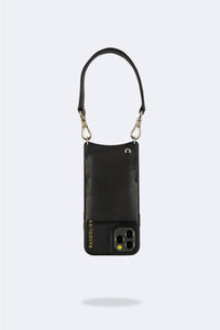 Angie Pebble Leather Bandolet Strap - Black/Gold