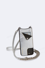 Load image into Gallery viewer, Lexi Pebble Leather Crossbody Bandolier - Metallic Silver/Silver
