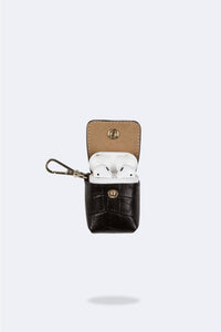Avery AirPod Clip-On Pouch - Black Croc/Gold