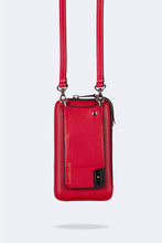 Load image into Gallery viewer, Pebble Leather Expanded Pouch - Red/Silver
