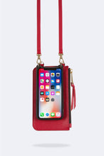 Load image into Gallery viewer, Classic Pebble Leather Zip Pouch - Red/Gold
