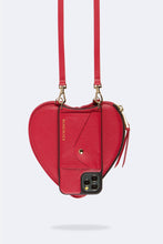 Load image into Gallery viewer, Heart Pebble Leather Zip Pouch - Red/Gold
