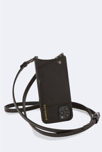 Load image into Gallery viewer, Emma Vegan Leather Crossbody Bandolier - Black/Pewter
