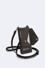 Load image into Gallery viewer, Gemma Samsung 10 Series Side Slot Pebble Leather Crossbody Bandolier - Black/Gold
