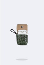 Load image into Gallery viewer, Avery AirPod Clip-On Pouch - Green Croc/Pewter
