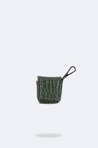 Avery AirPod Clip-On Pouch - Green Croc/Pewter