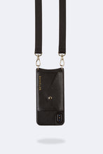 Load image into Gallery viewer, Hailey Side Slot Leather Crossbody Bandolier - Black/Gold
