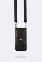 Load image into Gallery viewer, Hailey Side Slot Leather Crossbody Bandolier - Black/Silver
