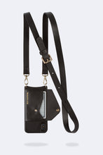 Load image into Gallery viewer, Hailey Side Slot Leather Crossbody Bandolier - Black/Gold

