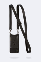 Load image into Gallery viewer, Hailey Side Slot Leather Crossbody Bandolier - Black/Pewter
