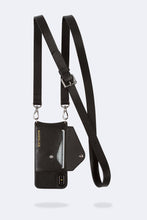 Load image into Gallery viewer, Hailey Side Slot Leather Crossbody Bandolier - Black/Silver

